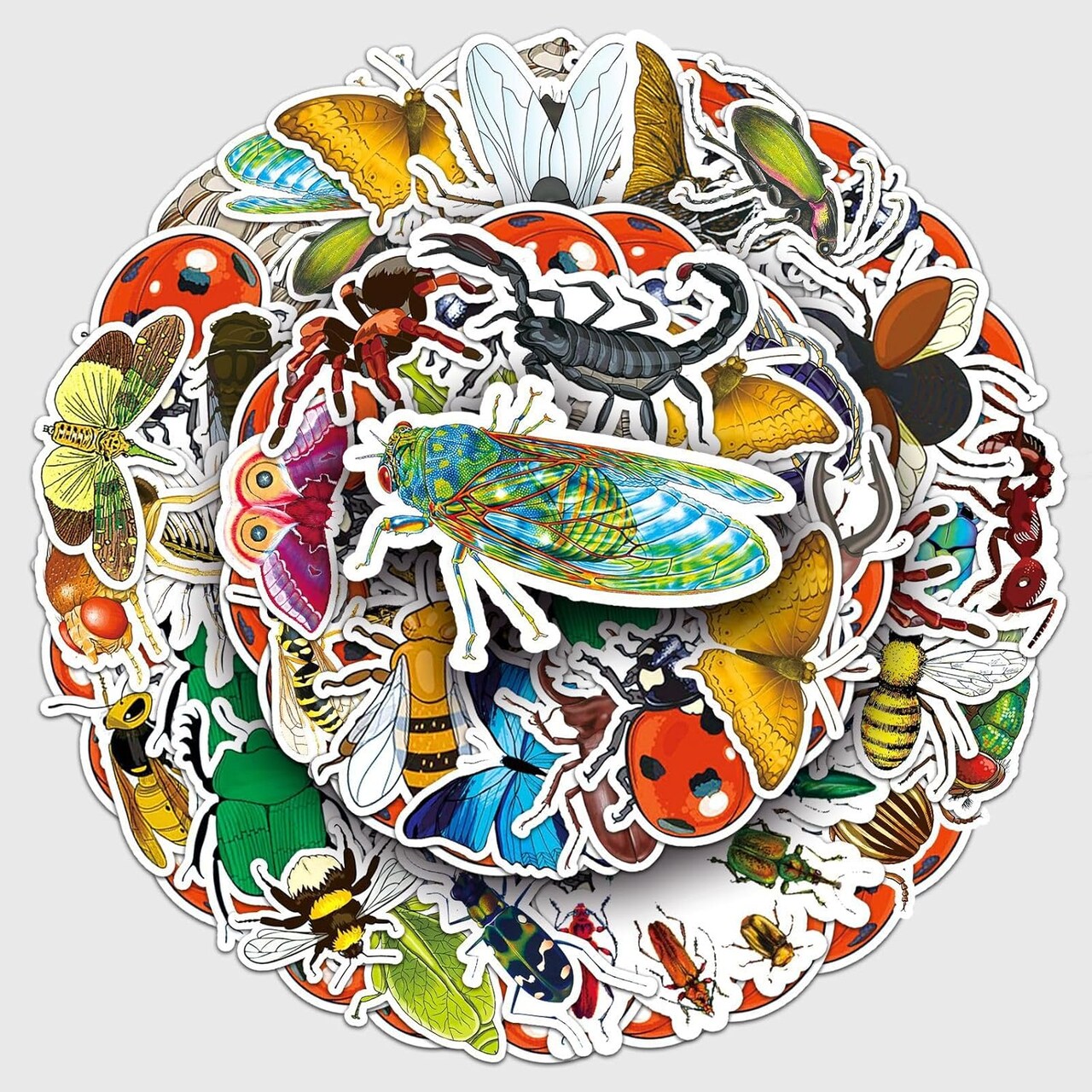 60PCS Insect Stickers Set – Waterproof PET Bug & Nature Animal Decorative Stickers for Scrapbooking, Science Projects, Journals & DIY Crafts